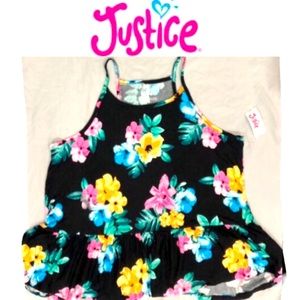 JUSTICE brand girls flowerd tank top size 16 NWT